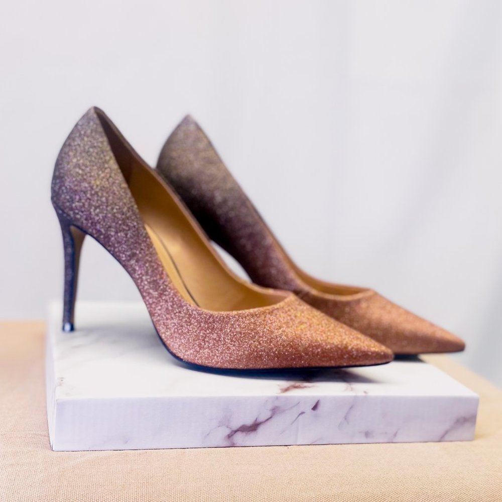 Women's Ombre Pink Sparkle Heels Black Prom Stiletto Pump CARVELA KURT GEIGER 7 - Picture 2 of 13